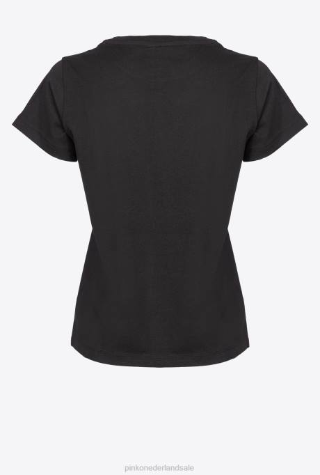 t-shirt | L488413 t-shirt met micro Pinko zwart/fuchsia