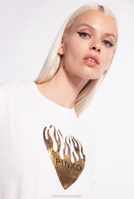 t-shirt | L488418 T-shirt met hartjesprint Pinko zijde wit