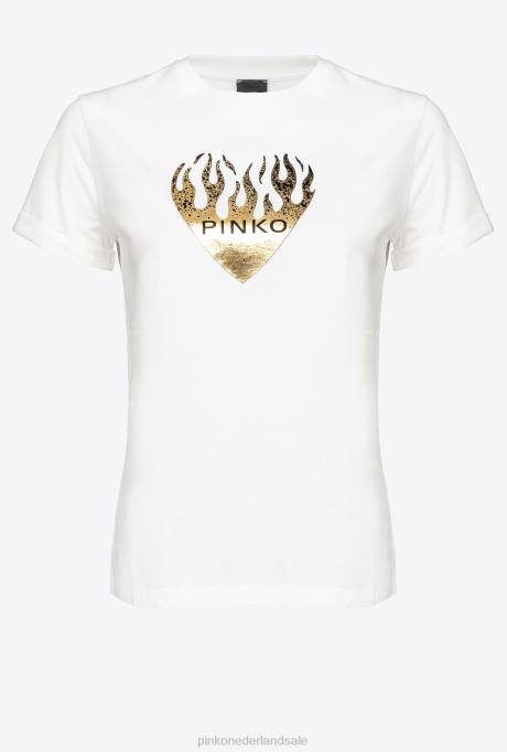 t-shirt | L488418 T-shirt met hartjesprint Pinko zijde wit
