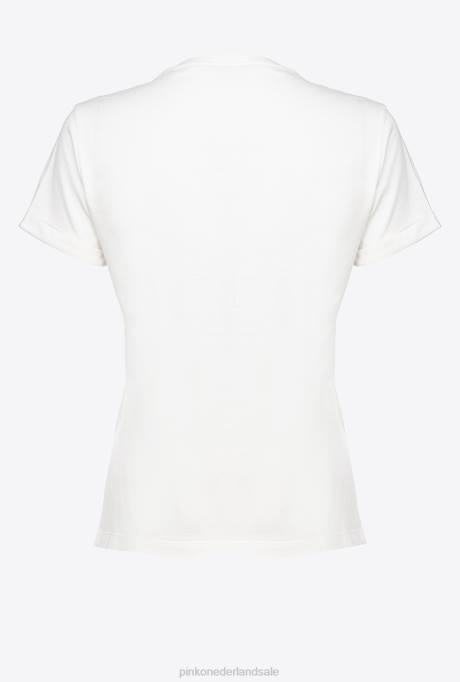 t-shirt | L488418 T-shirt met hartjesprint Pinko zijde wit