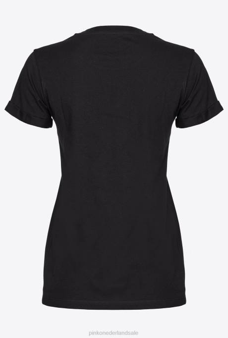 t-shirt | L488419 T-shirt met hartjesprint Pinko limousine zwart