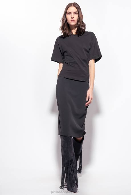 t-shirt | L488428 t-shirt met vetersluiting op de rug Pinko limousine zwart