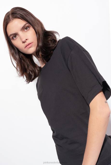 t-shirt | L488428 t-shirt met vetersluiting op de rug Pinko limousine zwart