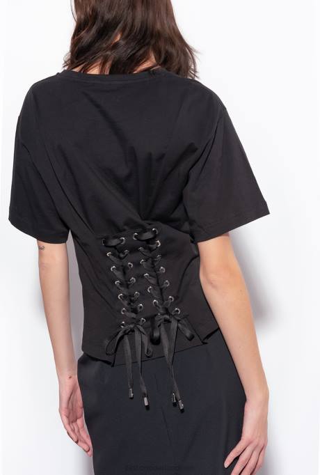 t-shirt | L488428 t-shirt met vetersluiting op de rug Pinko limousine zwart