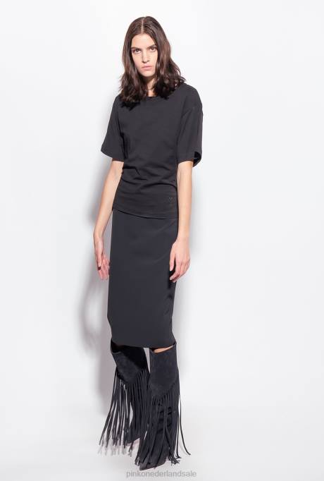 t-shirt | L488428 t-shirt met vetersluiting op de rug Pinko limousine zwart