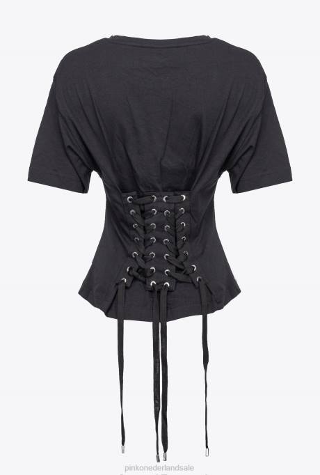 t-shirt | L488428 t-shirt met vetersluiting op de rug Pinko limousine zwart