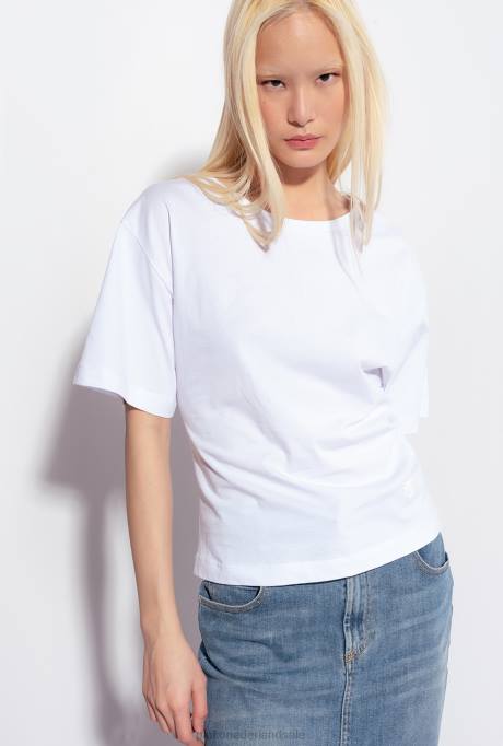 t-shirt | L488429 t-shirt met vetersluiting op de rug Pinko Helder wit
