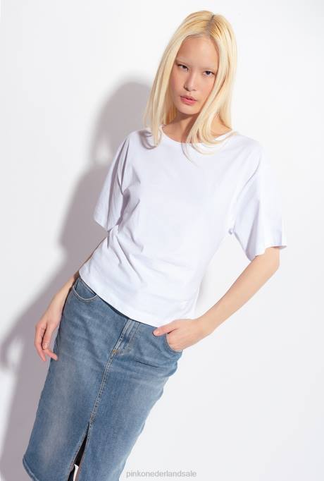 t-shirt | L488429 t-shirt met vetersluiting op de rug Pinko Helder wit