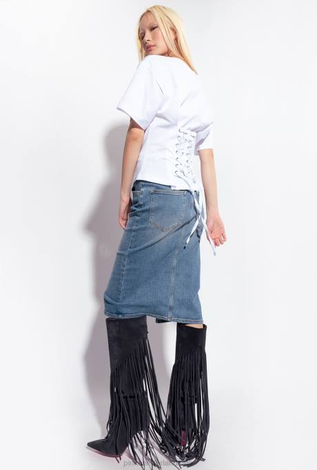 t-shirt | L488429 t-shirt met vetersluiting op de rug Pinko Helder wit