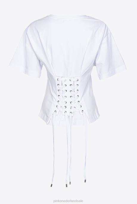 t-shirt | L488429 t-shirt met vetersluiting op de rug Pinko Helder wit