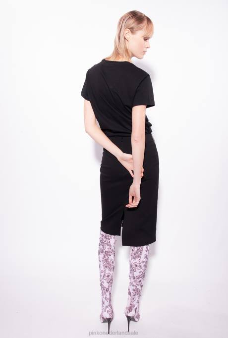 t-shirt | L488445 t-shirt met geborduurd hart Pinko limousine zwart