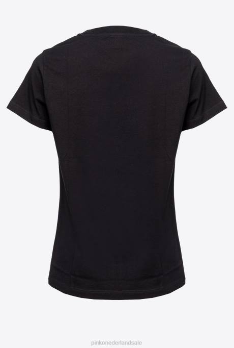 t-shirt | L488445 t-shirt met geborduurd hart Pinko limousine zwart