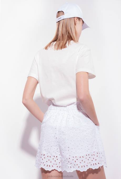 t-shirt | L488446 t-shirt met geborduurd hart Pinko zijde wit