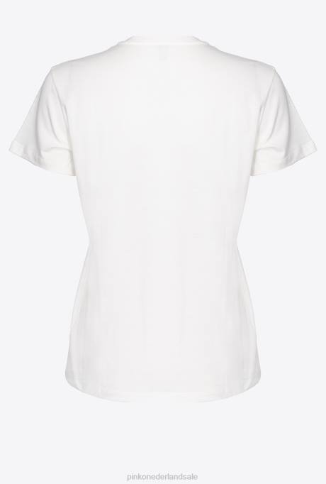 t-shirt | L488446 t-shirt met geborduurd hart Pinko zijde wit