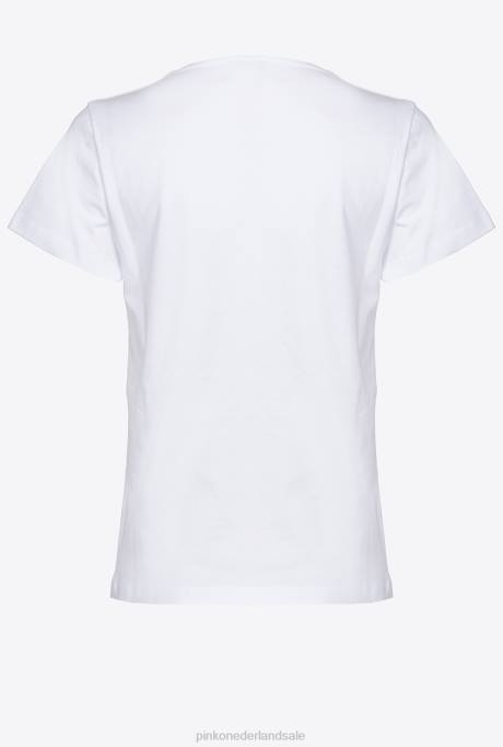 t-shirt | L488453 t-shirt met kersen borduursel Pinko Helder wit