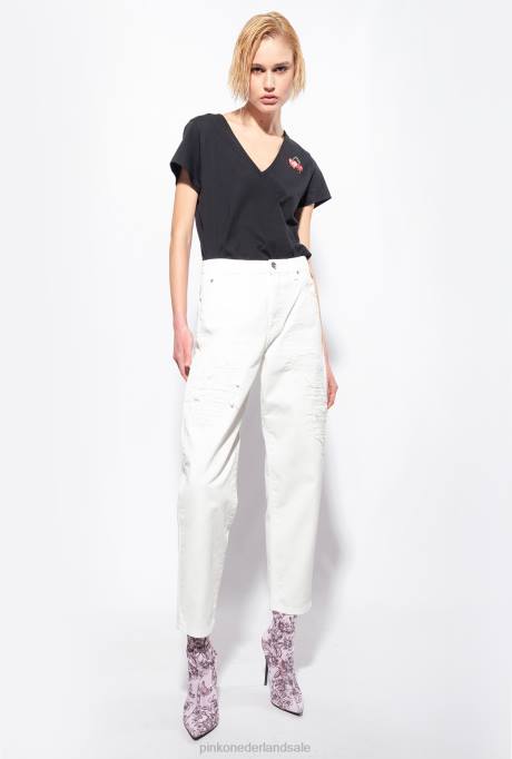 t-shirt | L488454 t-shirt met kersen borduursel Pinko limousine zwart