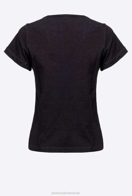 t-shirt | L488454 t-shirt met kersen borduursel Pinko limousine zwart