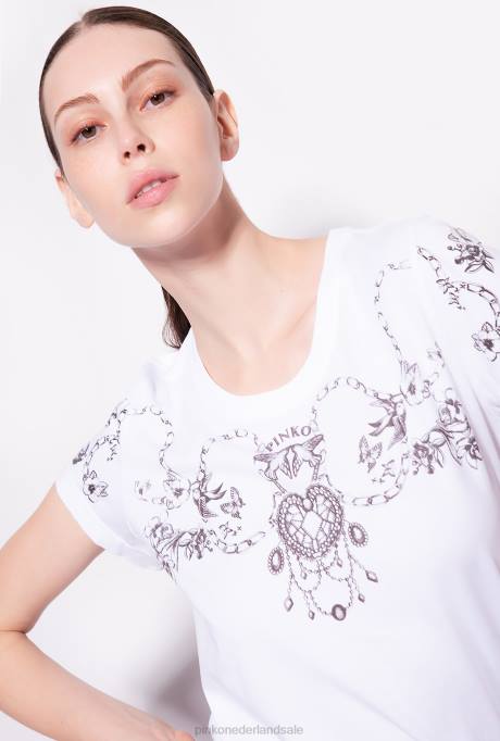 t-shirt | L488455 T-shirt met tatoeageprint Pinko Helder wit