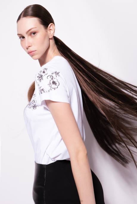 t-shirt | L488455 T-shirt met tatoeageprint Pinko Helder wit