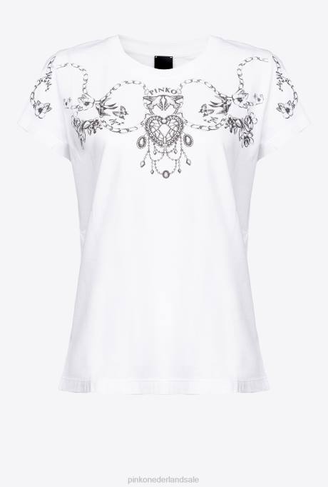 t-shirt | L488455 T-shirt met tatoeageprint Pinko Helder wit