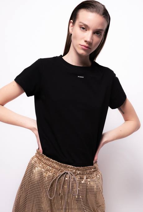 t-shirt | L488485 t-shirt met micro Pinko limousine zwart