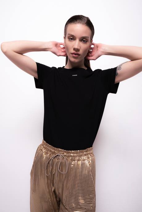 t-shirt | L488485 t-shirt met micro Pinko limousine zwart