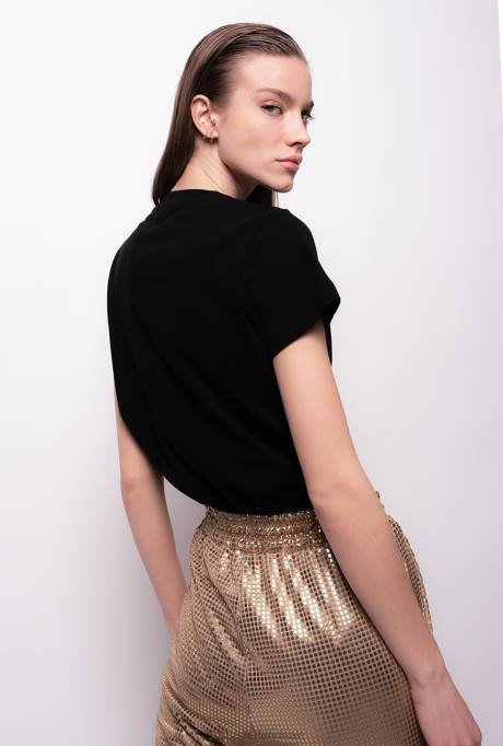 t-shirt | L488485 t-shirt met micro Pinko limousine zwart