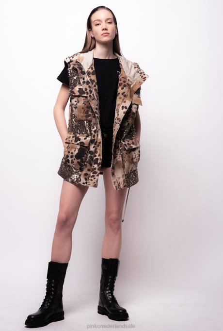 t-shirt | L488494 t-shirt met geborduurd mini-liefdesvogels Pinko limousine zwart