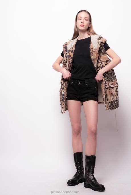 t-shirt | L488494 t-shirt met geborduurd mini-liefdesvogels Pinko limousine zwart