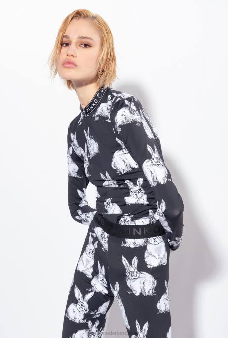 truien | L488471 konijnentopje met lange mouwen Pinko zwart/grijs/wit