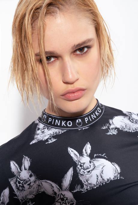 truien | L488471 konijnentopje met lange mouwen Pinko zwart/grijs/wit