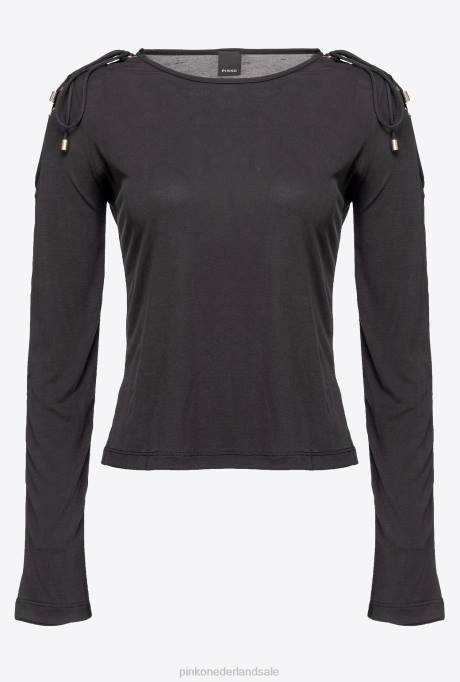 truien | L488474 top met trekkoord op de schouders Pinko limousine zwart