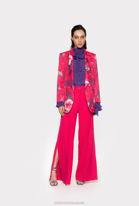 vrijetijdsbroek | L488644 losvallende broek van soepel vallende crêpe Pinko frambozen rood
