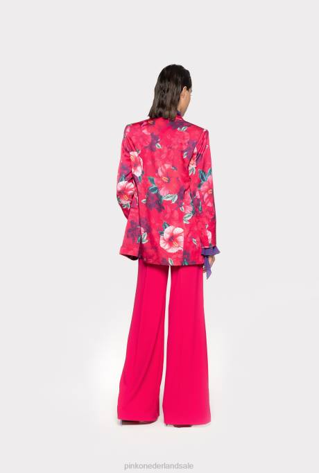 vrijetijdsbroek | L488644 losvallende broek van soepel vallende crêpe Pinko frambozen rood