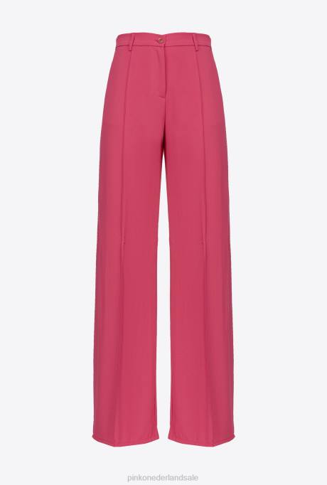 vrijetijdsbroek | L488644 losvallende broek van soepel vallende crêpe Pinko frambozen rood