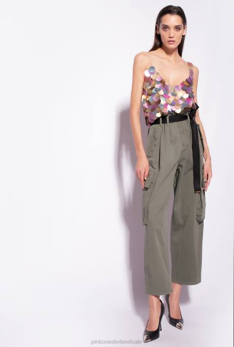 vrijetijdsbroek | L488648 oversized cargobroek Pinko cipres groen