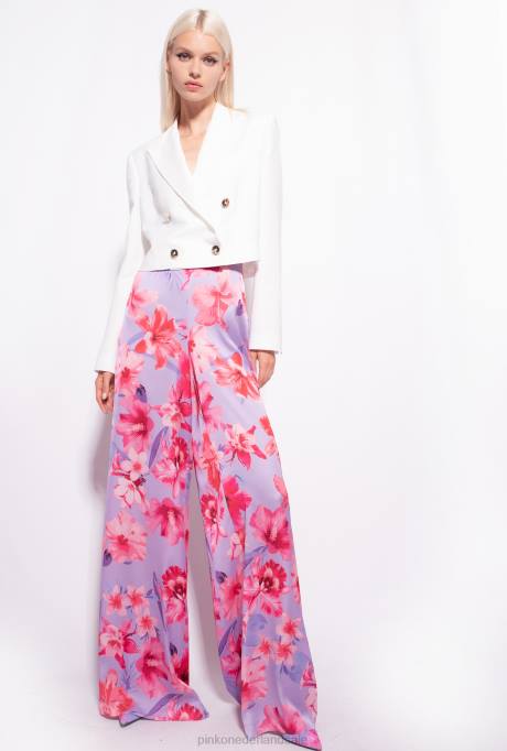vrijetijdsbroek | L488650 wijde broek met bloemenprint Pinko lila/lichtroze/fuchsia