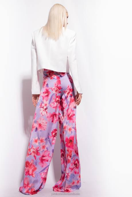 vrijetijdsbroek | L488650 wijde broek met bloemenprint Pinko lila/lichtroze/fuchsia