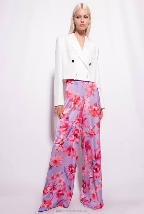 vrijetijdsbroek | L488650 wijde broek met bloemenprint Pinko lila/lichtroze/fuchsia