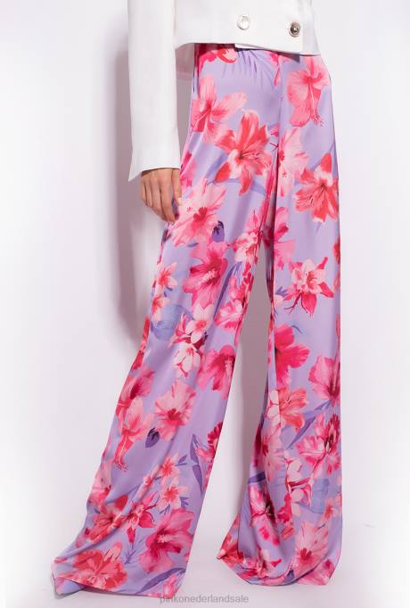 vrijetijdsbroek | L488650 wijde broek met bloemenprint Pinko lila/lichtroze/fuchsia