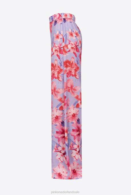 vrijetijdsbroek | L488650 wijde broek met bloemenprint Pinko lila/lichtroze/fuchsia