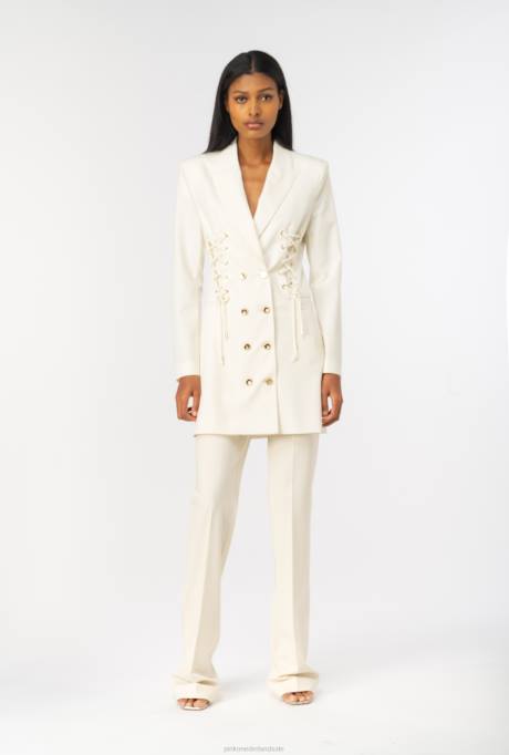 vrijetijdsbroek | L488652 wijd uitlopende broek met hoge taille Pinko roze rook wit