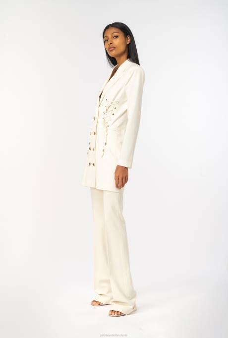 vrijetijdsbroek | L488652 wijd uitlopende broek met hoge taille Pinko roze rook wit