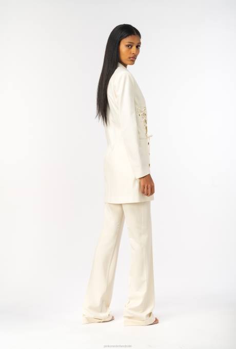 vrijetijdsbroek | L488652 wijd uitlopende broek met hoge taille Pinko roze rook wit