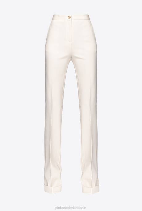 vrijetijdsbroek | L488652 wijd uitlopende broek met hoge taille Pinko roze rook wit