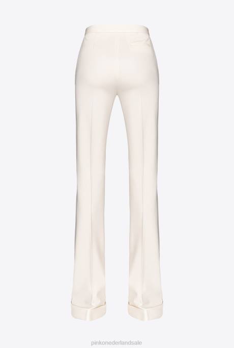 vrijetijdsbroek | L488652 wijd uitlopende broek met hoge taille Pinko roze rook wit