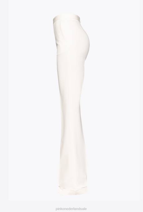 vrijetijdsbroek | L488652 wijd uitlopende broek met hoge taille Pinko roze rook wit