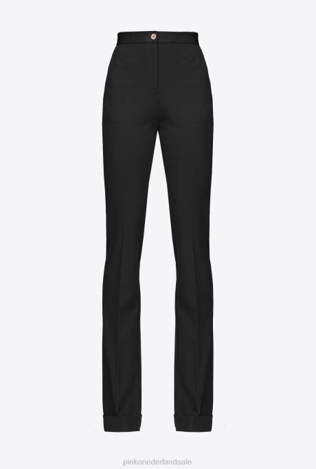 vrijetijdsbroek | L488653 wijd uitlopende broek met hoge taille Pinko limousine zwart