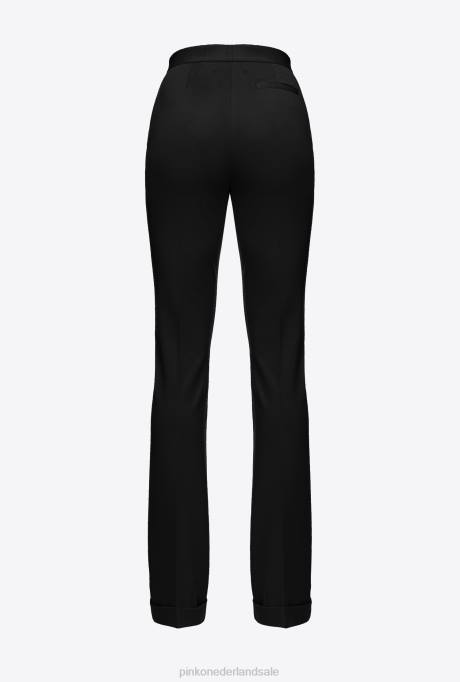 vrijetijdsbroek | L488653 wijd uitlopende broek met hoge taille Pinko limousine zwart