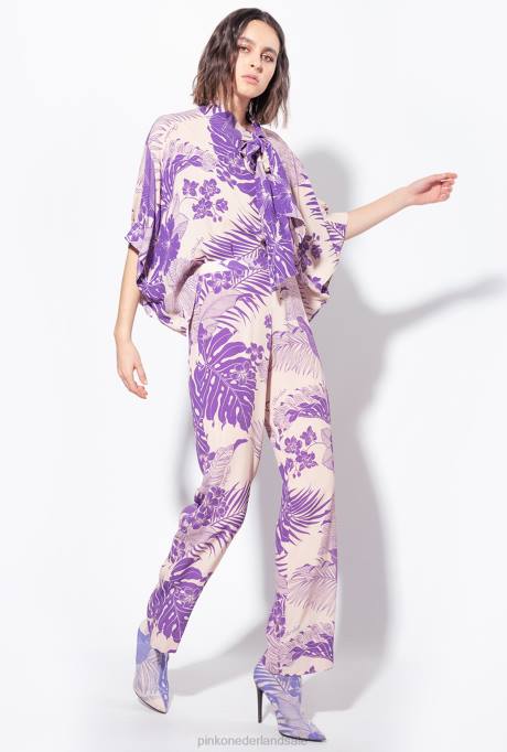 vrijetijdsbroek | L488654 broek met tropische print Pinko nude/paars